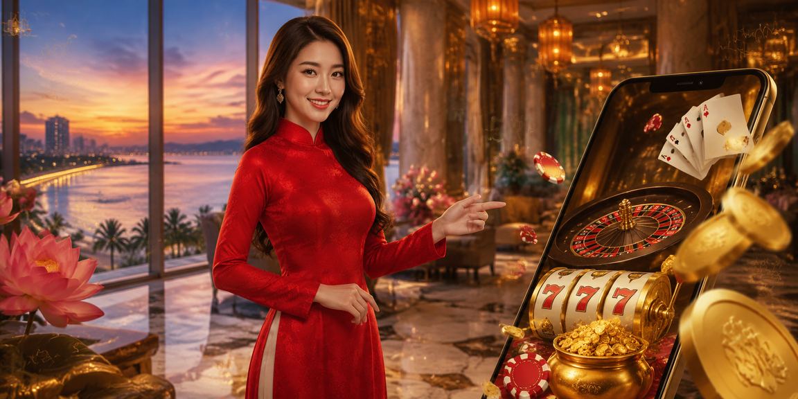 Người phụ nữ Đà Nẵng trong áo dài trải nghiệm casino di động và nhận ưu đãi nạp tiền