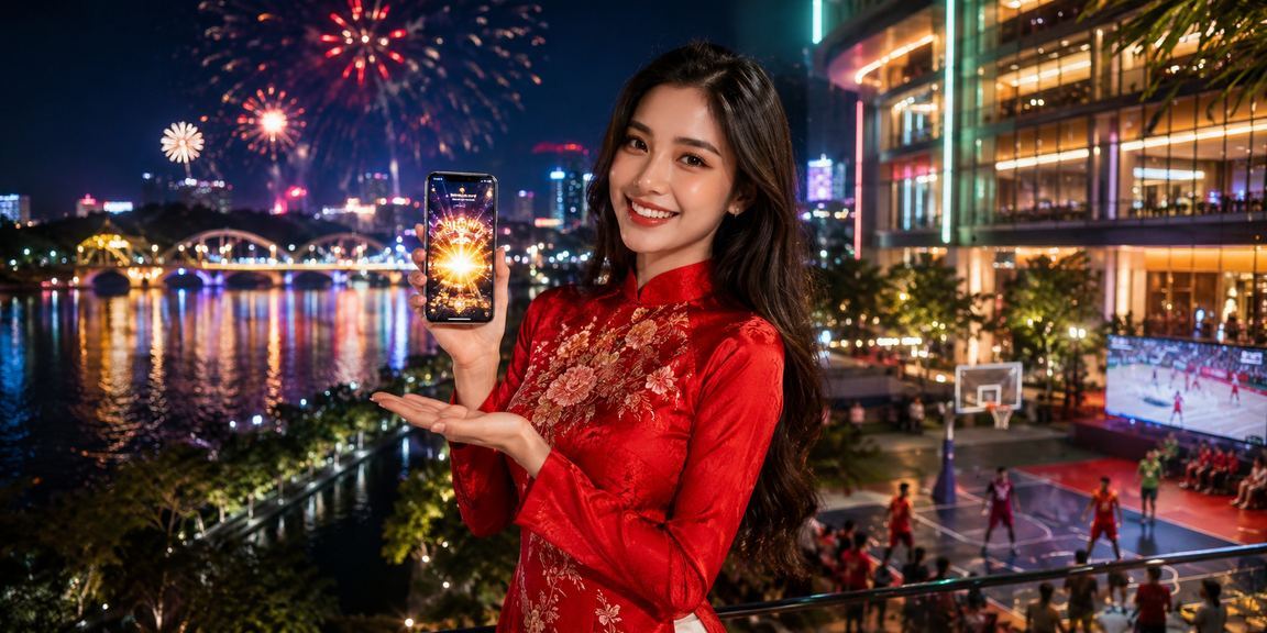 Người chơi tại Huế theo dõi cược bóng rổ trực tuyến trong trang phục áo dài