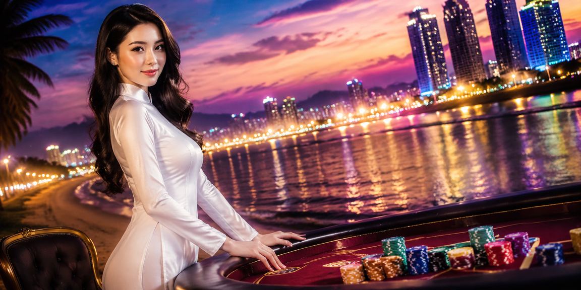 Phụ nữ tại Vũng Tàu trong áo dài theo dõi cá cược thể thao qua điện thoại